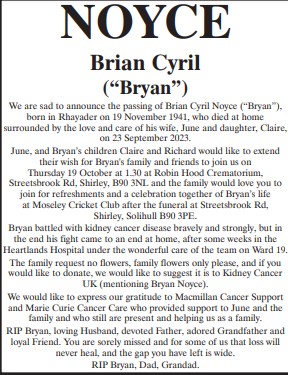 Brian Cyril (‘Bryan’) Noyce