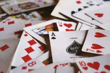 Scattered poker cards.